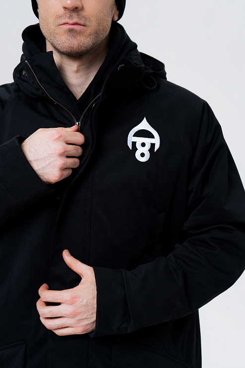 Пальто с капюшоном черное  